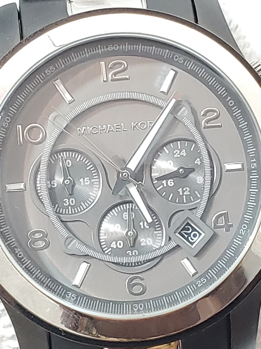 Michael Kors Men’s Chronograph Date Quartz Watch Black Silver Stainless Steel